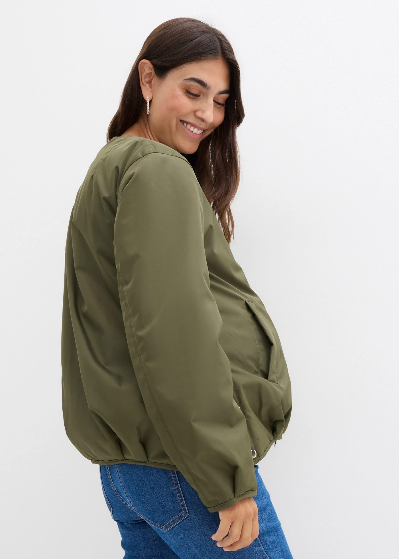Oboustranná bunda bomber s nosicí vsadkou, 4 v 1 • tmavě olivovo-tmavě modrá • bonprix obchod