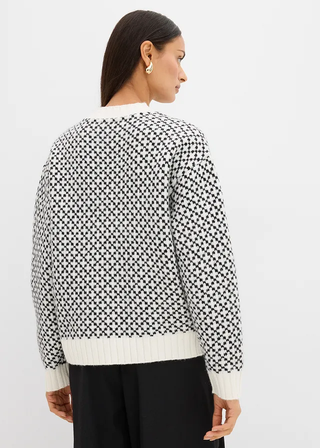 Pull en grosse maille avec laine • noir-écru graphique • product-page.page-title-suffix