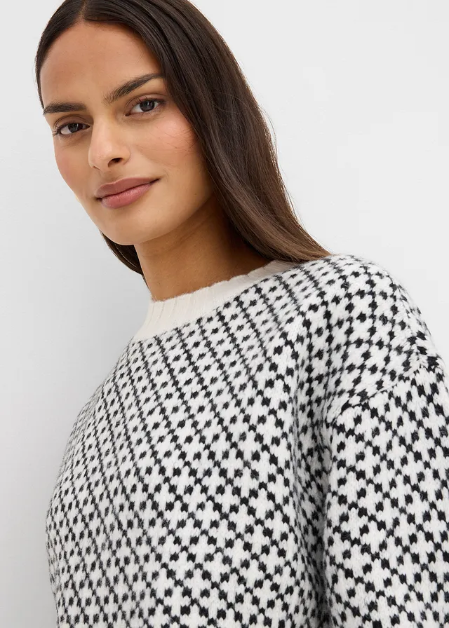 Pull en grosse maille avec laine • noir-écru graphique • product-page.page-title-suffix
