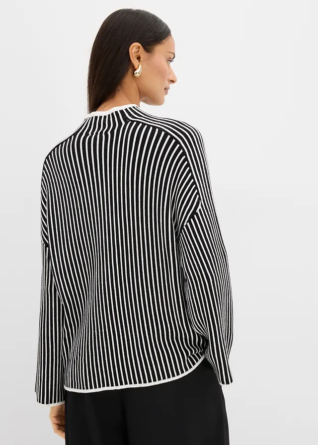 Pull à col montant • noir-écru rayé • product-page.page-title-suffix