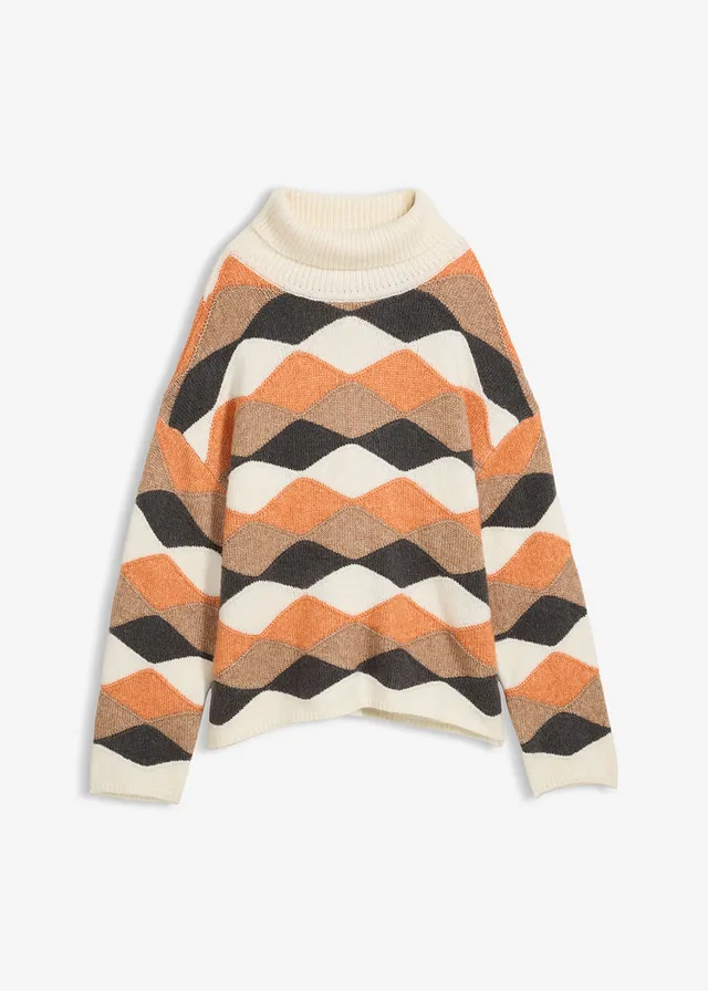 Coltrui met patroon, Kleur: naturel/camel/koperkleur/leisteengrijs