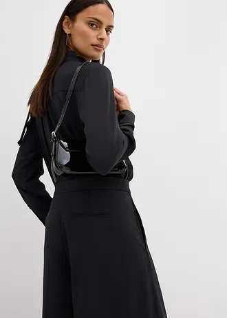 Široké splývavé kalhoty s pohodlným pasem • černá • bonprix obchod