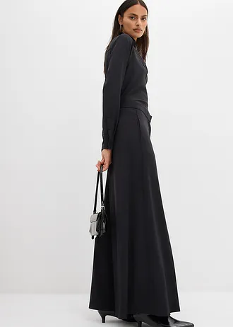 Široké splývavé kalhoty s pohodlným pasem • černá • bonprix obchod