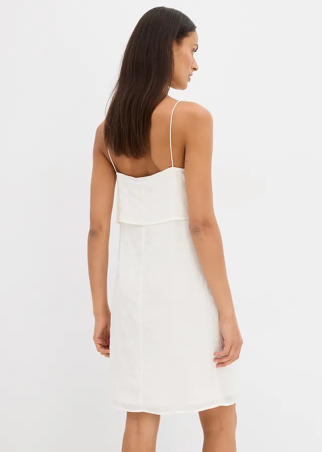 Robe courte brodée de sequins, Couleur: blanc nacré