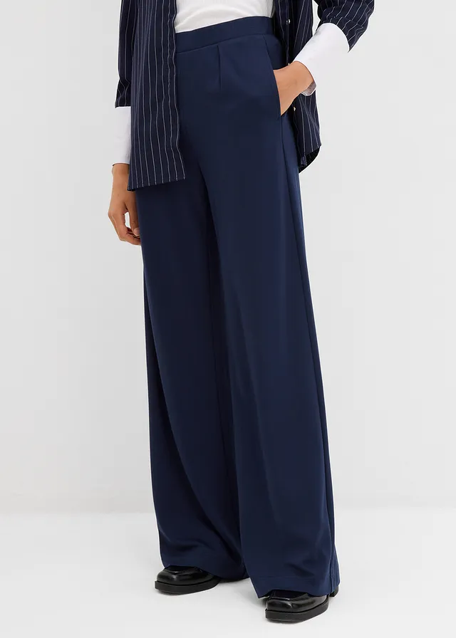 Pantalon palazzo en Punto di Roma confortable • bleu foncé • product-page.page-title-suffix