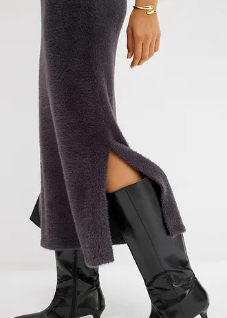 Pletené šaty z viskózové směsi • antracitový melír • bonprix obchod