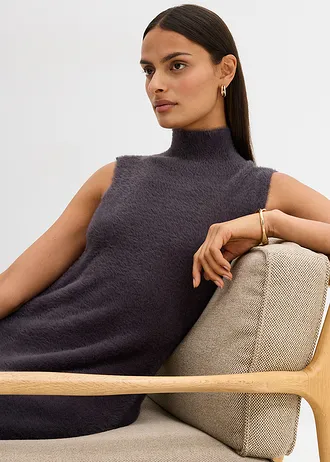 Pletené šaty z viskózové směsi • antracitový melír • bonprix obchod