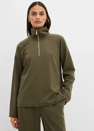Pulover troyer din material cu viscoză • oliv închis • magazin bonprix