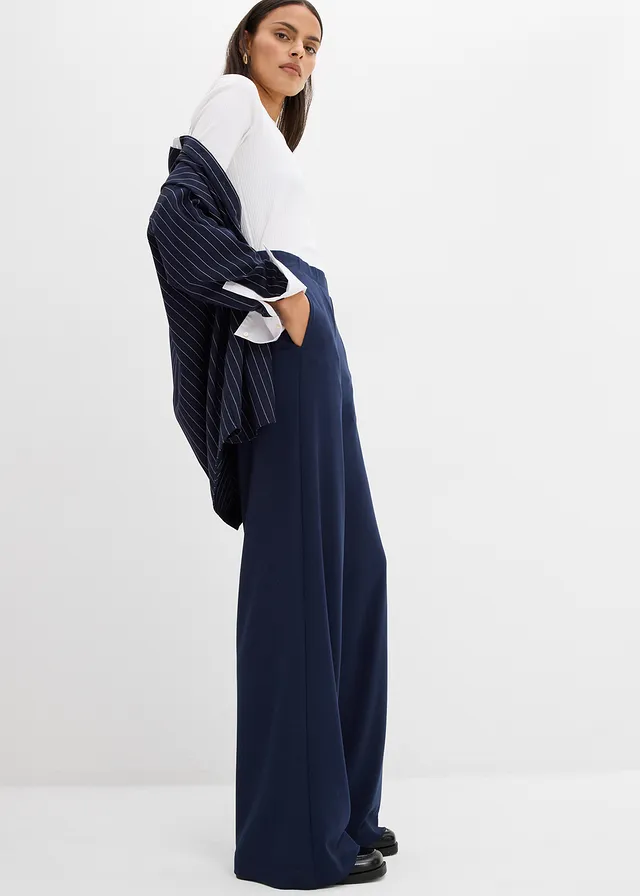 Pantalon palazzo en Punto di Roma confortable • bleu foncé • product-page.page-title-suffix
