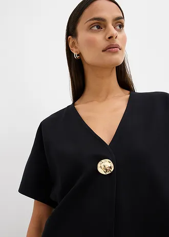 Vestă confortabilă cu nasture ornamental, din material Punto di Roma • negru • magazin bonprix