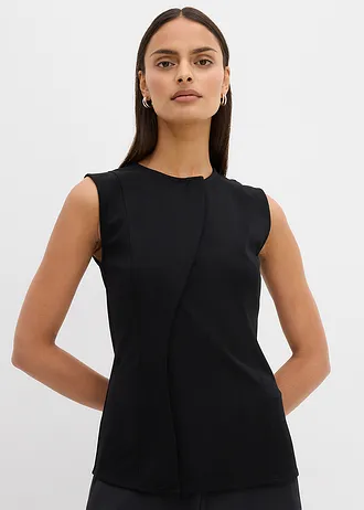 Top asimetric tip vestă din Punto di Roma • negru • magazin bonprix