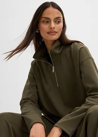 Pulover troyer din material cu viscoză • oliv închis • magazin bonprix