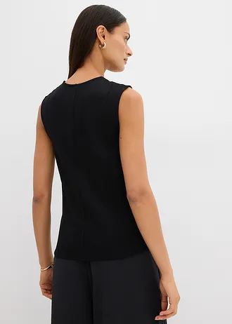 Gilet sans manches asymétrique en Punto di Roma • noir • Boutique bonprix