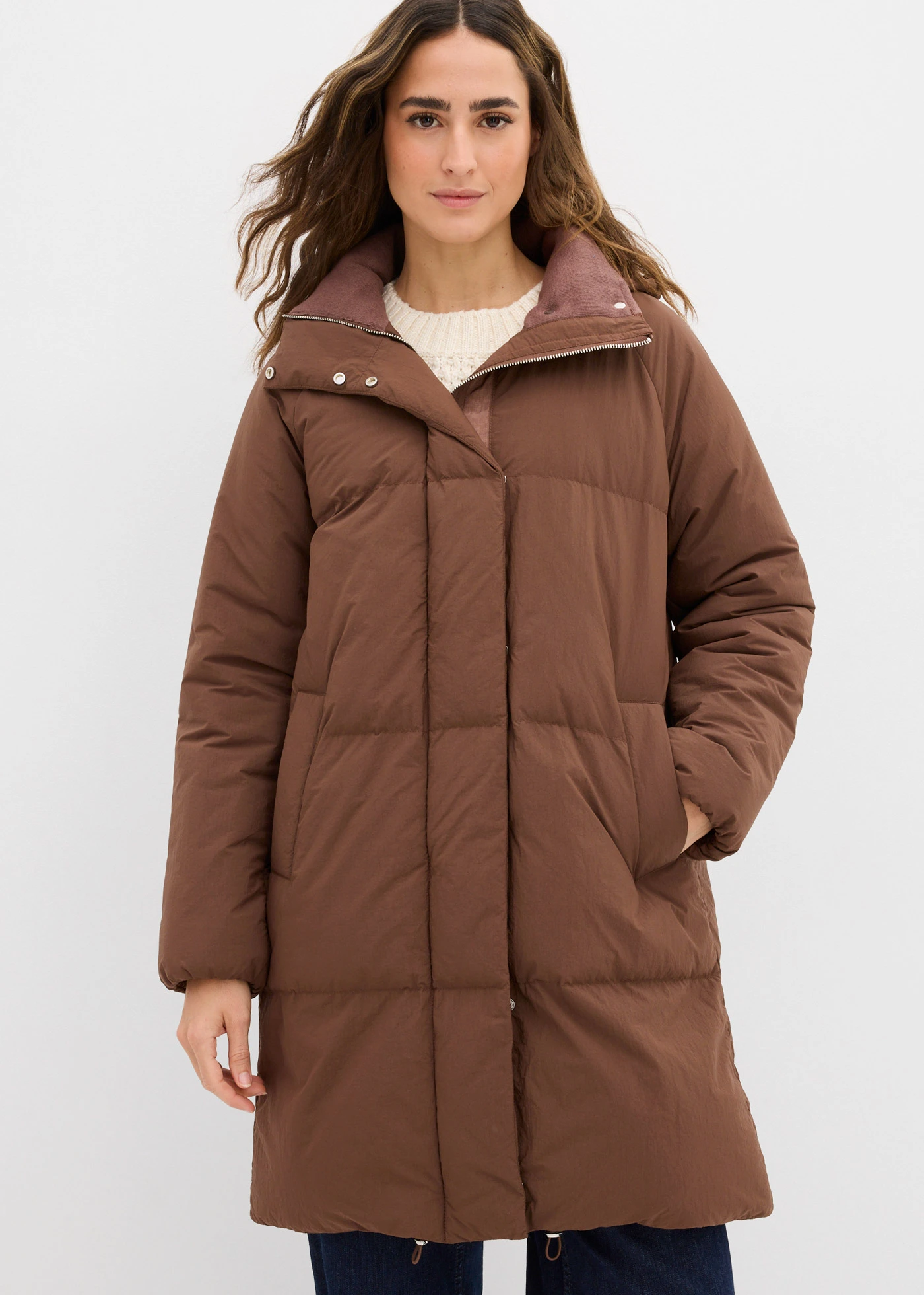 Prošívaný zateplený kabát • hnědá • bonprix obchod