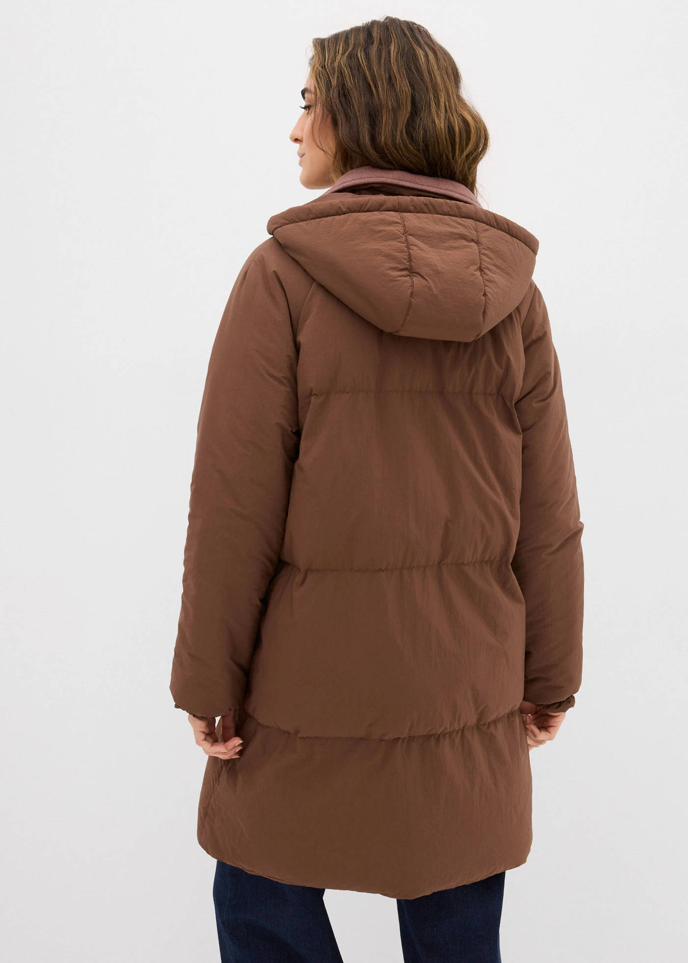 Lange gewatteerde jas • bruin • bonprix online shop