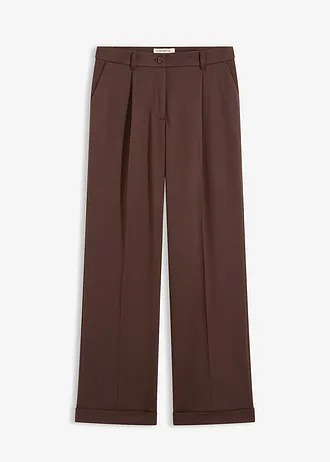Pantalon large à pinces • marron foncé • Boutique bonprix