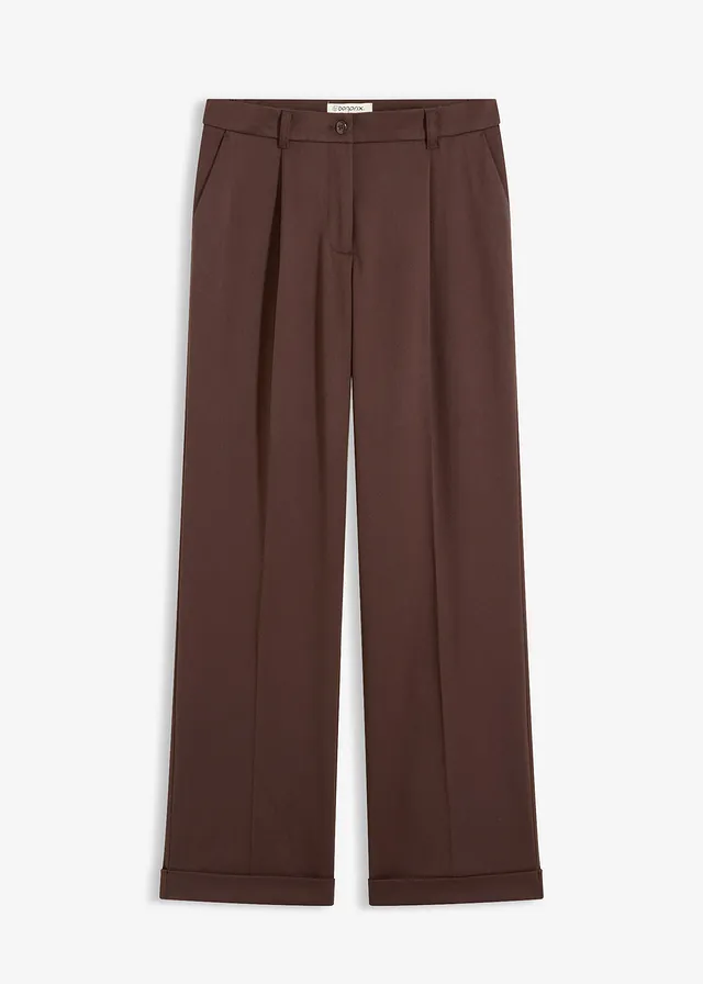 Pantalon large à pinces • marron foncé • Boutique bonprix