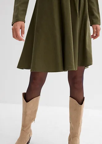 Licht flanellen jurk van puur katoen • donkerolijfgroen • bonprix online shop