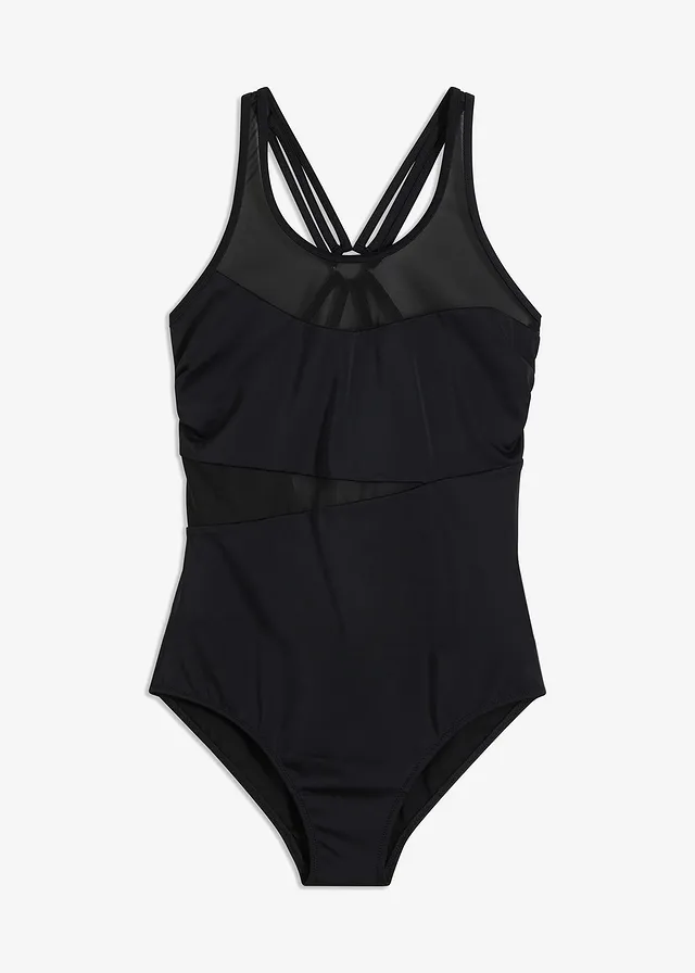 Costum de baie cu efect modelator ușor, culoare: negru
