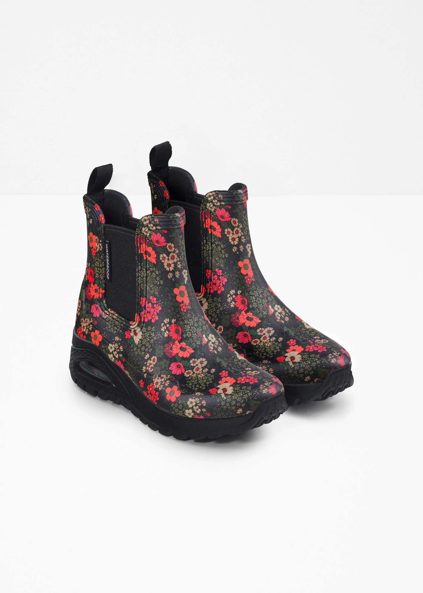 Regenlaarzen van Skechers • zwart gebloemd • bonprix online shop
