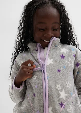 Veste polaire douillette à détails contrastants • gris clair chiné imprimé • Boutique bonprix