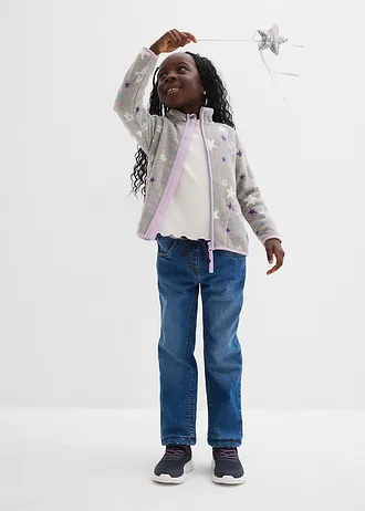 Veste polaire douillette à détails contrastants • gris clair chiné imprimé • Boutique bonprix