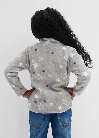 Veste polaire douillette à détails contrastants • gris clair chiné imprimé • Boutique bonprix