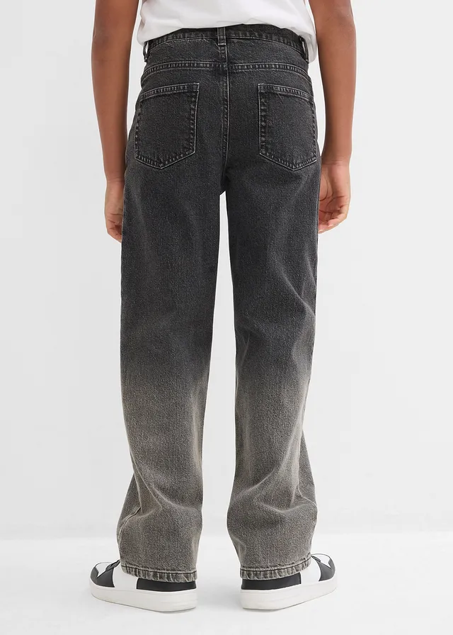 Loose fit jeans met kleurverloop, straight, Kleur: donkergrijs denim