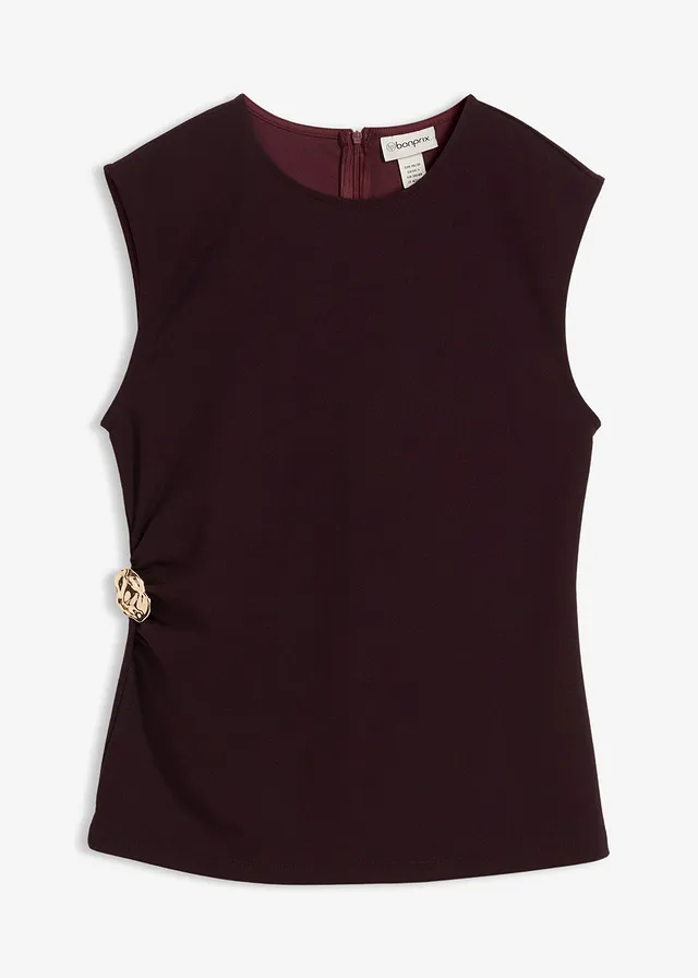 Top din material crep cu cataramă decorativă