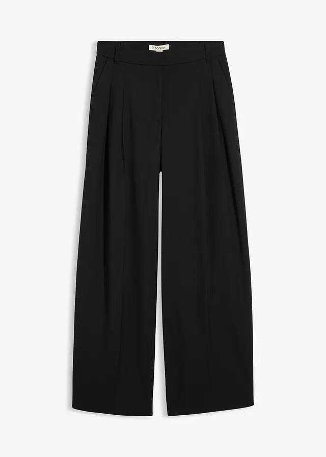 Broek met plooien, comfortabele tailleband en split