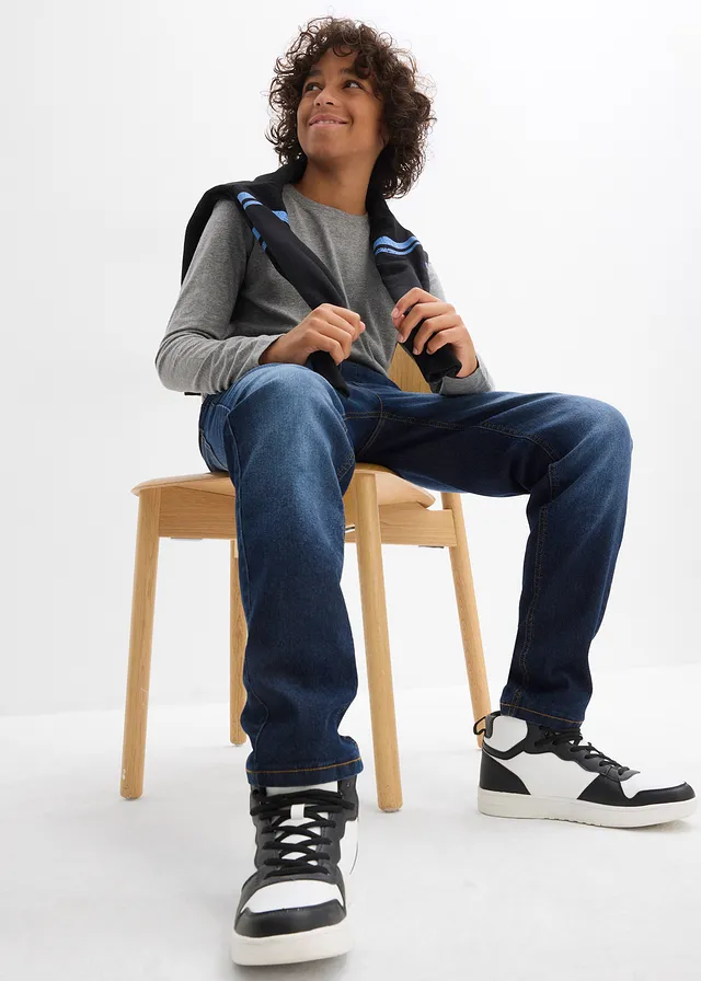 Jean jogger regular avec doublure jersey thermique, droit • bleu foncé denim • product-page.page-title-suffix