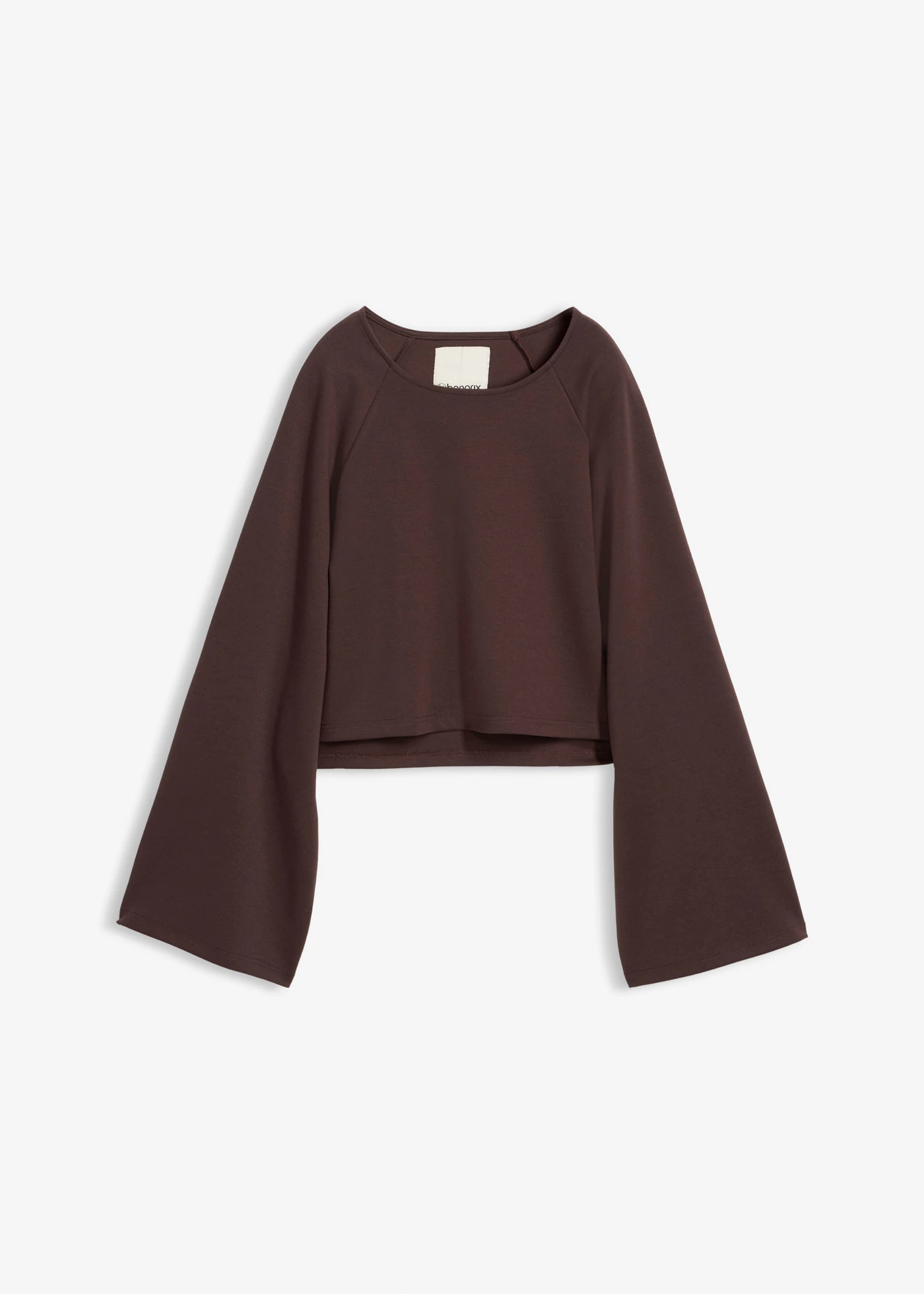 Bluzka z długim rękawem o kroju peleryny • ciemnobrązowy • sklep bonprix