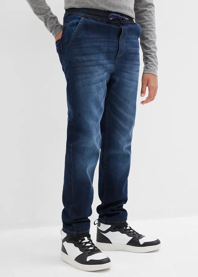 Regular Fit thermo instapjeans met jersey voering, straight, Kleur: donkerblauw denim