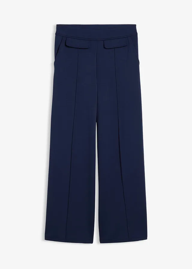 Pantaloni bootcut din amestec cu viscoză cu luciu discret