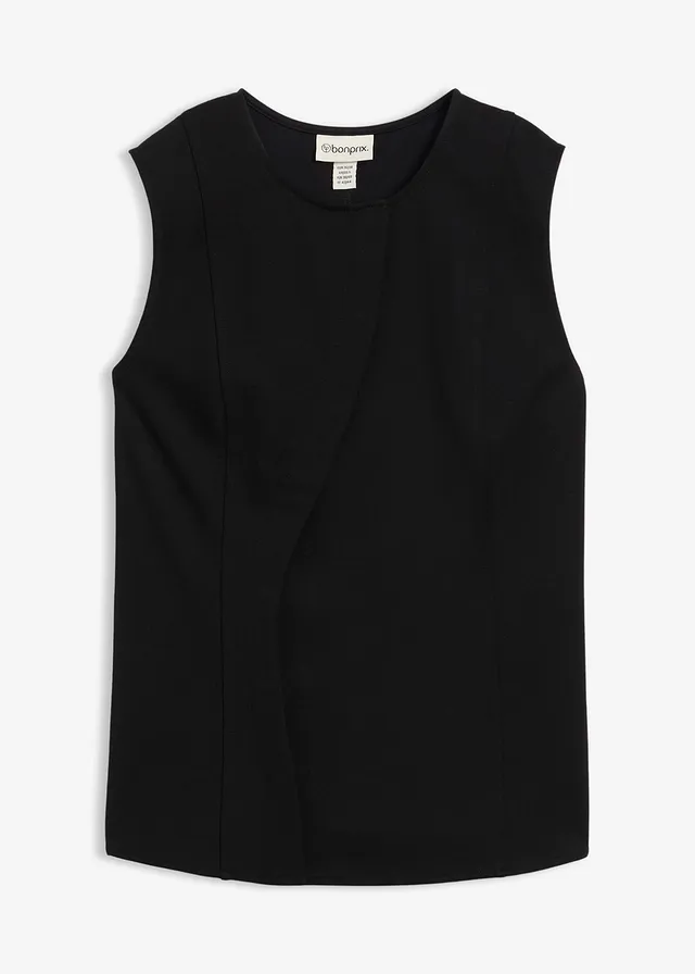 Gilet sans manches asymétrique en Punto di Roma • noir • Boutique bonprix