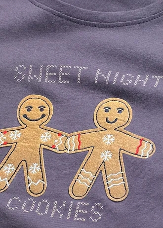 Pijama cu pantalon din finet • albastru-afină cadrilat • magazin bonprix