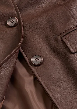 Dlouhý blejzr z umělé kůže • hnědá • bonprix obchod