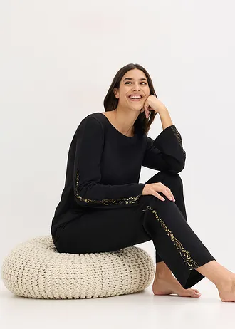 Pyžamo z jemné třpytivé krajky • černá • bonprix obchod