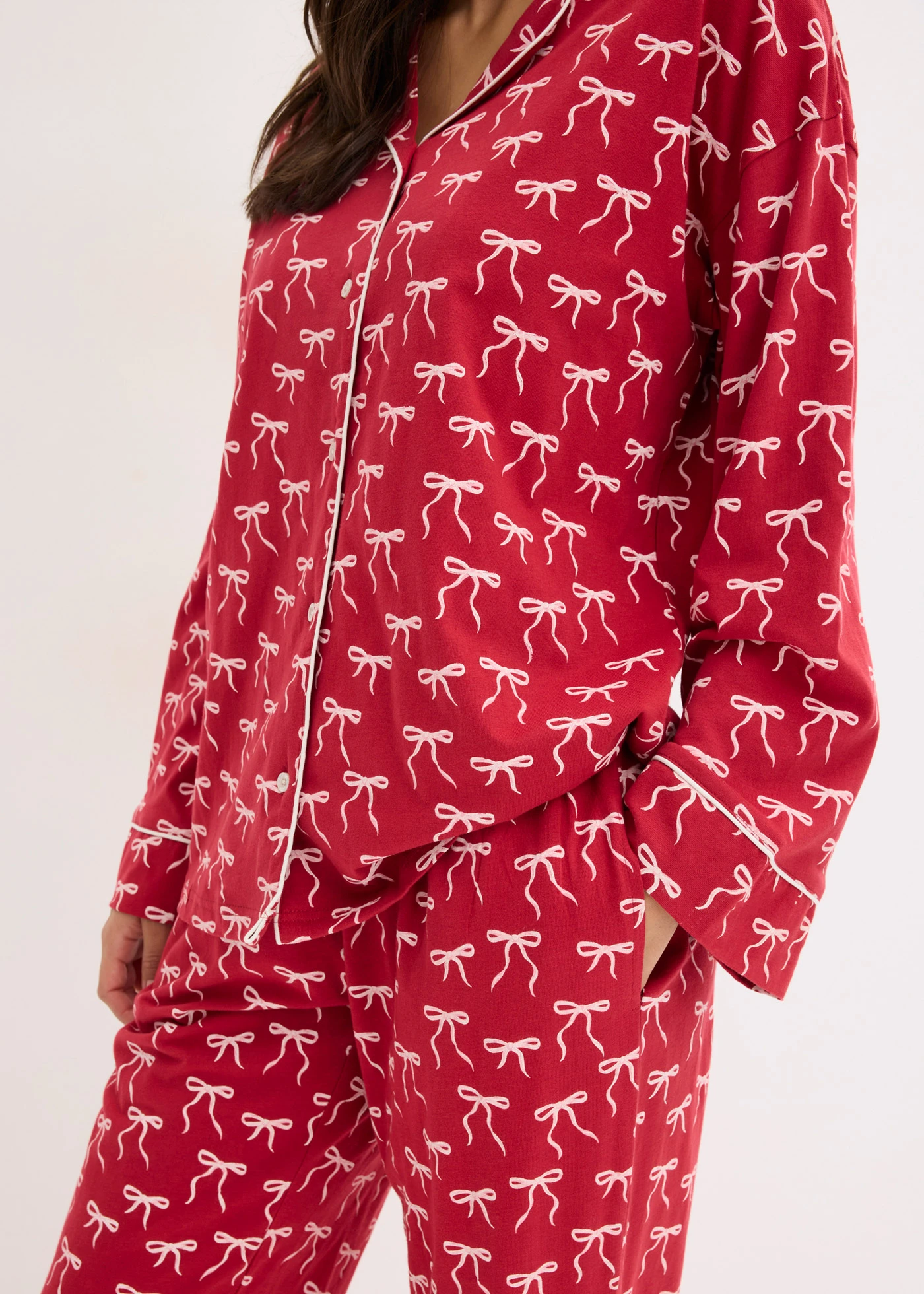 Pijama din bumbac 100% • vișiniu cu imprimeu • magazin bonprix