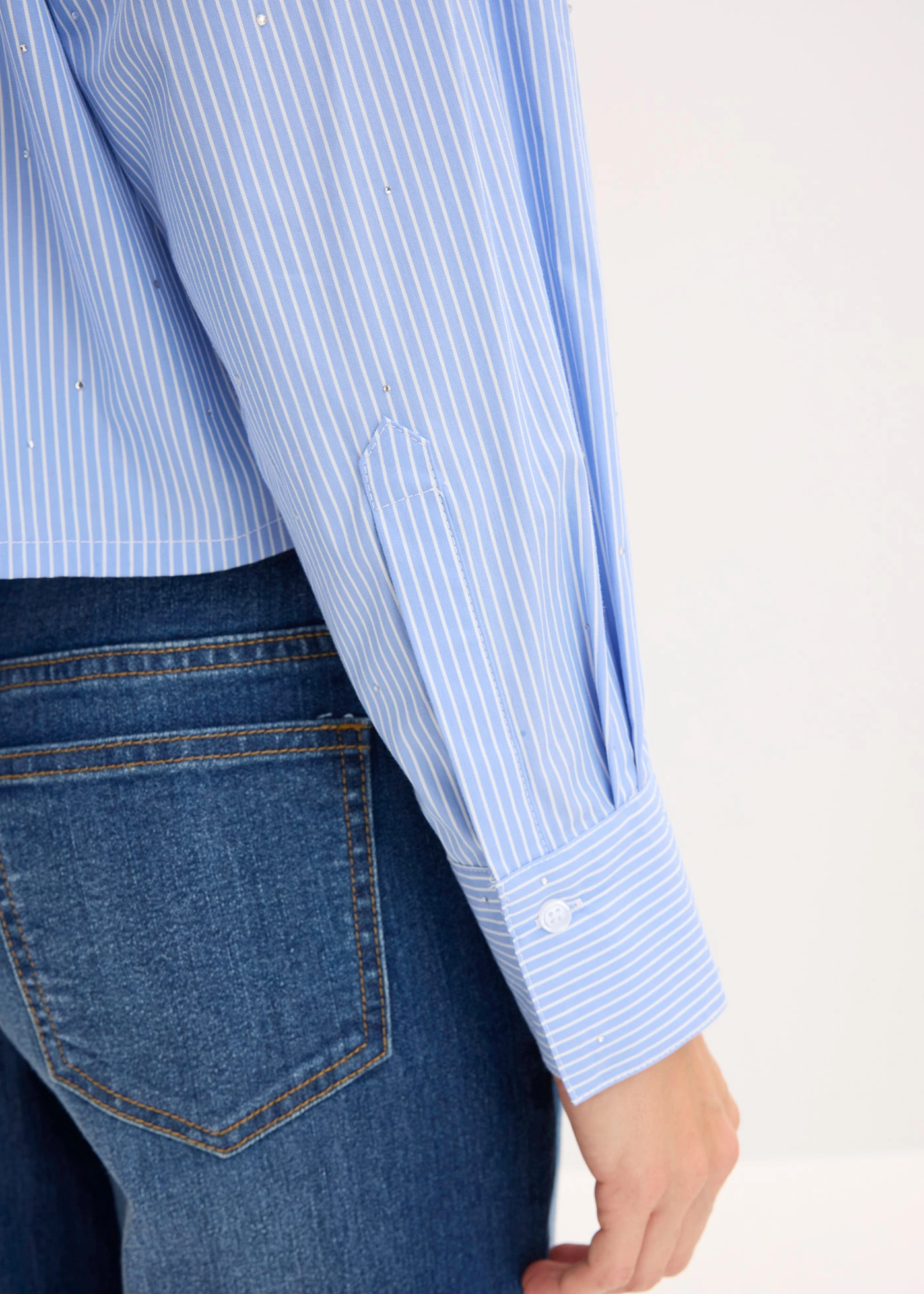 Oversize halenka z bavlněné směsi • světle modro-bílá s proužky • bonprix obchod