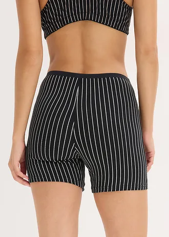 Boxerky s dlhým stirhom (4 ks), farba: čierna-biela vlna pásikovaná + javorovo červená