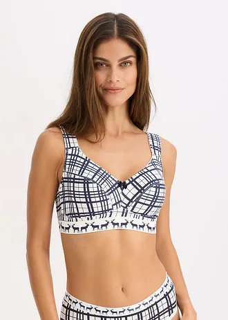 Bh zonder beugels met katoen (set van 2), Kleur: intens blauw + wolwit geruit + intens blauw