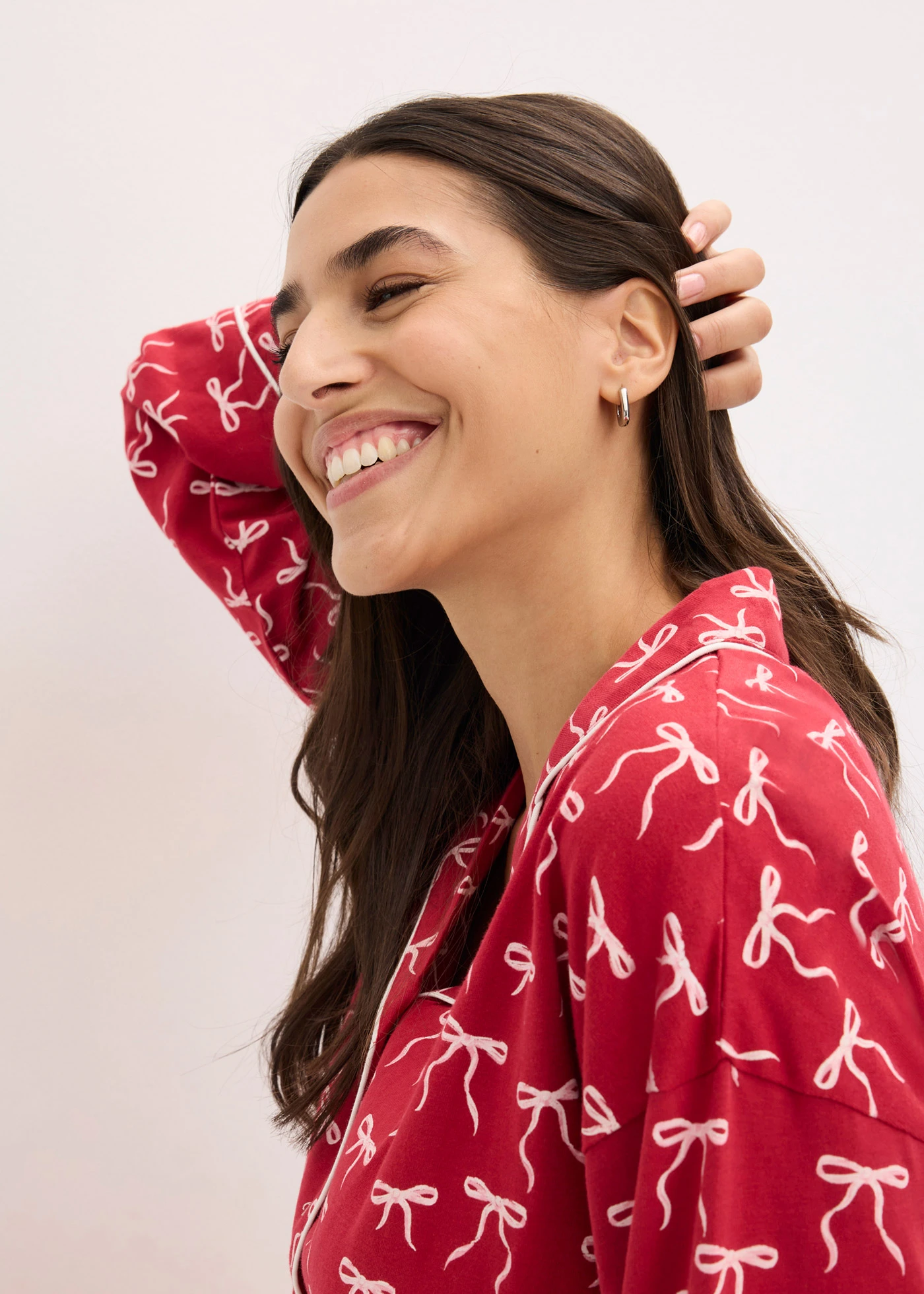 Pijama din bumbac 100% • vișiniu cu imprimeu • magazin bonprix