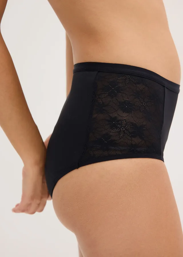 Figi menstruacyjne z mikrofibry o średnim stopniu chłonności (2 pary) • czarny • sklep bonprix