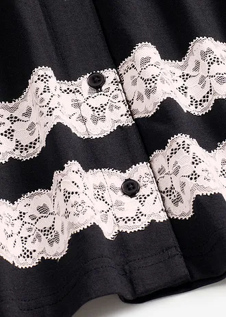 Pijama din material moale cu viscoză • negru/ecru • magazin bonprix