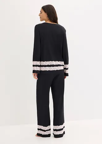 Pyjama en douce viscose mélangée • noir-écru • Boutique bonprix