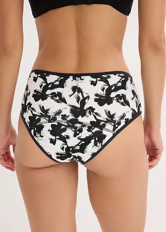 Lot de 3 shorties menstruels en microfibre, flux modéré, Couleur: beige naturel imprimé + noir