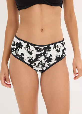 Lot de 3 shorties menstruels en microfibre, flux modéré, Couleur: beige naturel imprimé + noir