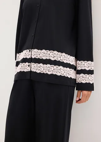 Pyjama en douce viscose mélangée • noir-écru • Boutique bonprix