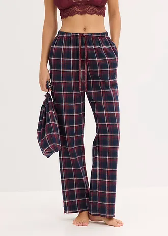 Pantalon de pyjama tissé en flanelle avec pochette cadeau • rouge érable carreaux • Boutique bonprix